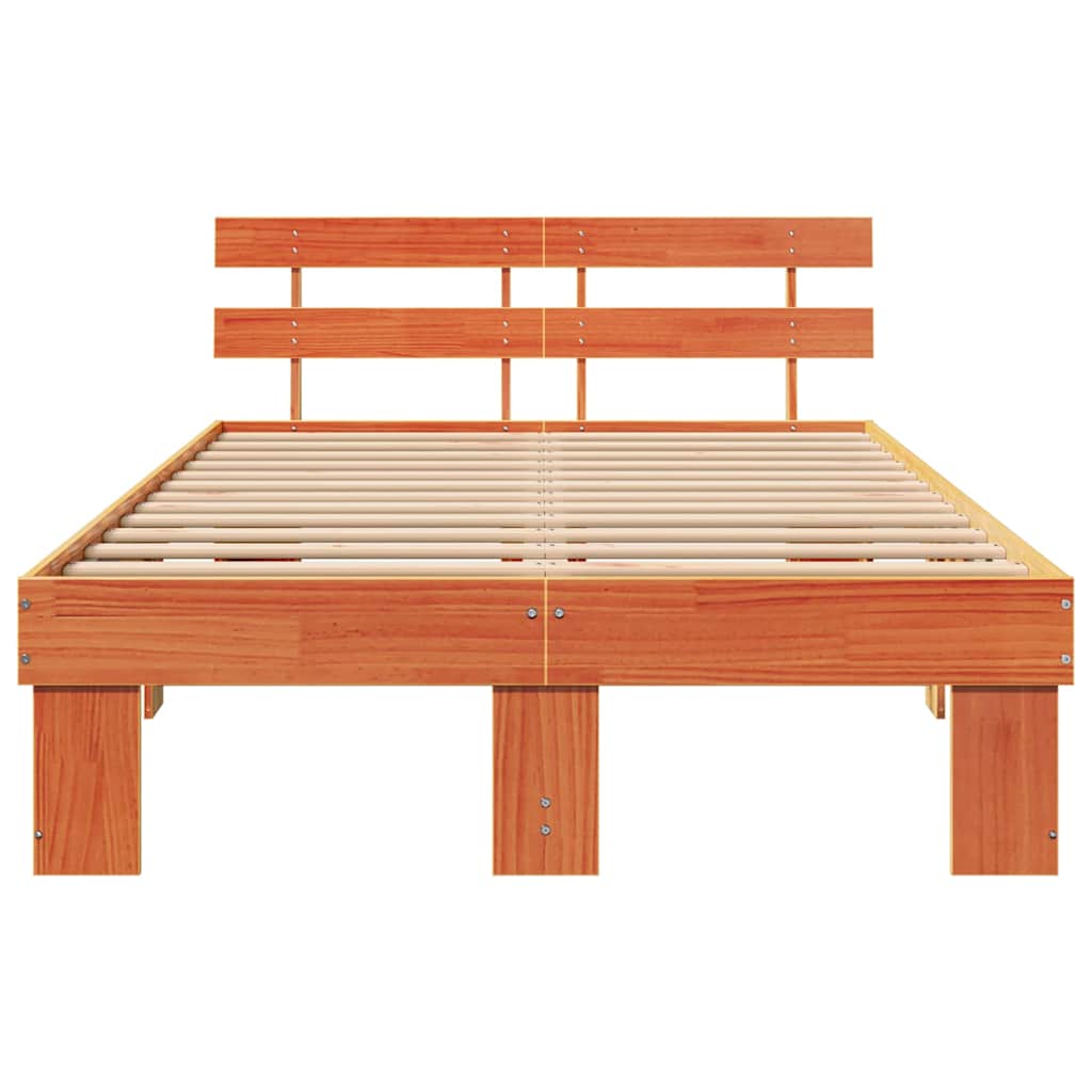 Bed Frame with Headboard Brown 135 x 190 cm